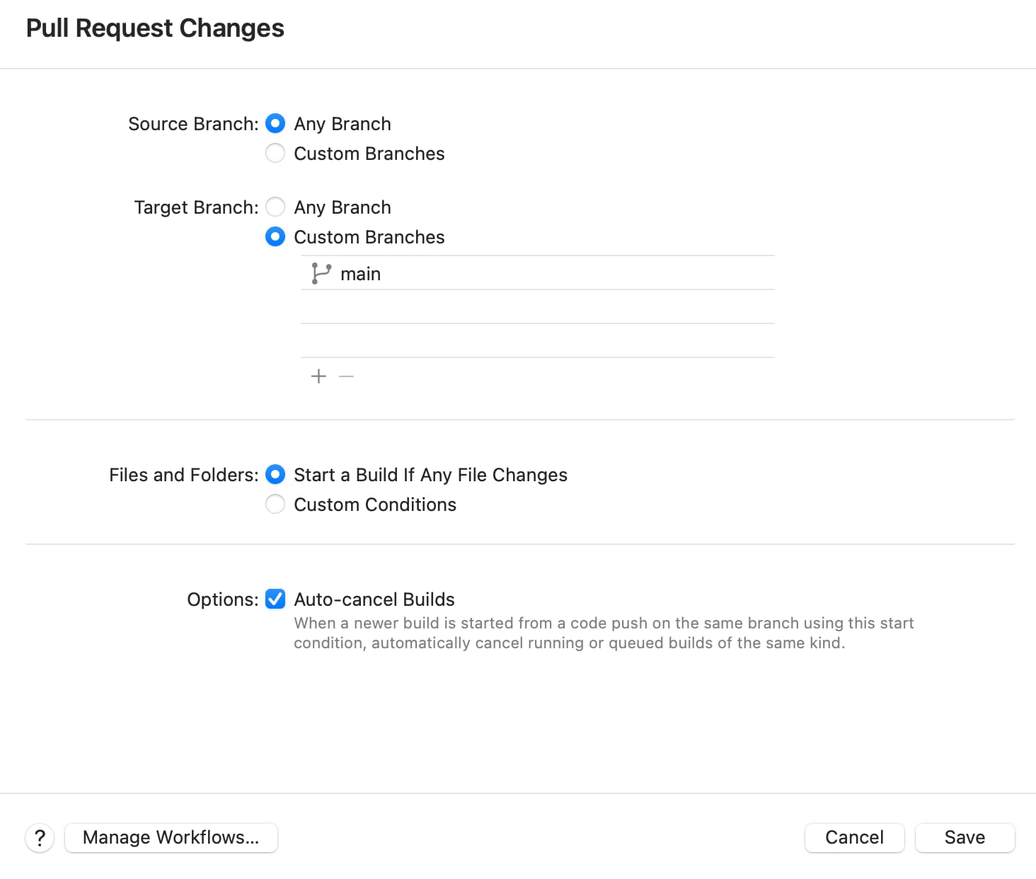 Xcode Cloud workflow that runs tests and notifies the result.