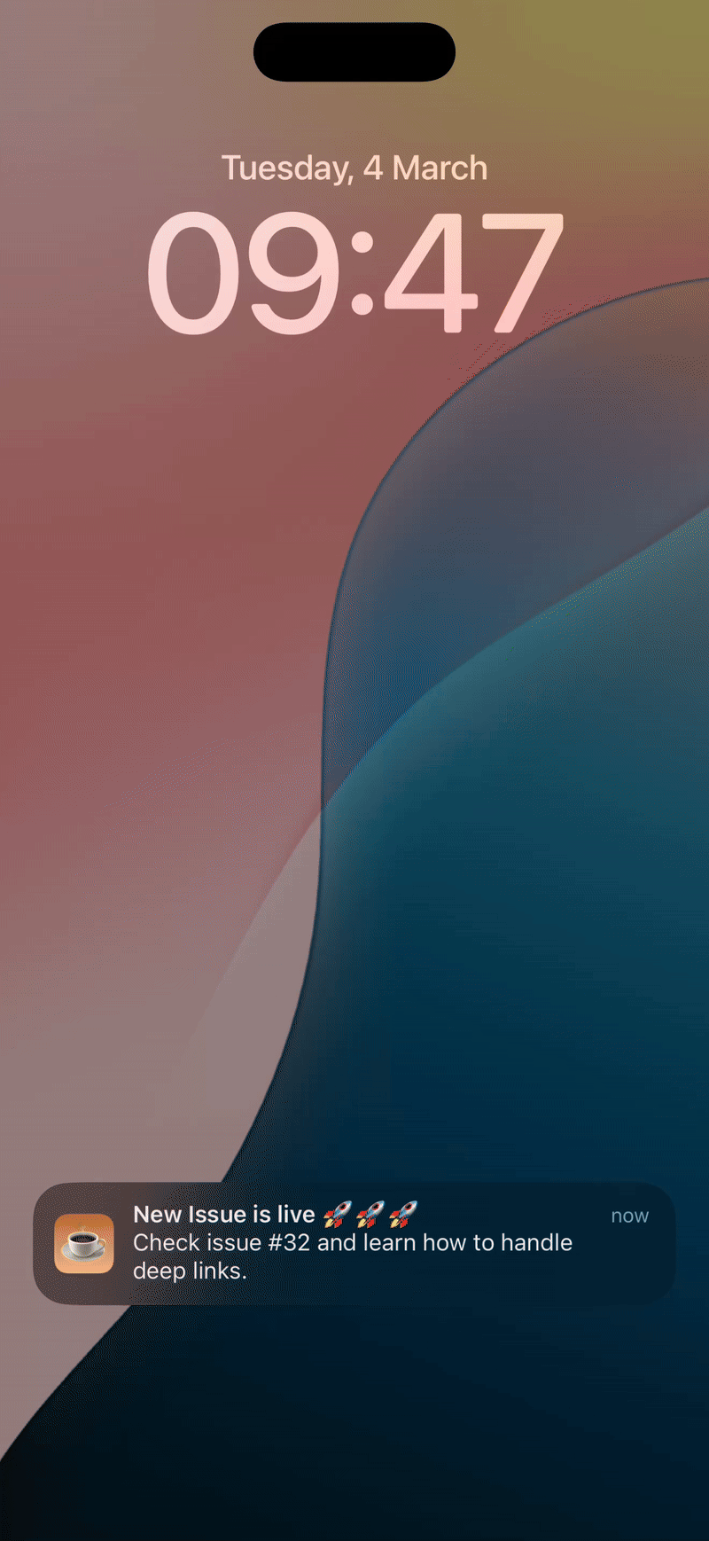 Example of handling deep links from a push notification.