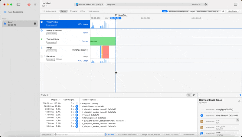 Zooming to Inspection Range on Instruments.